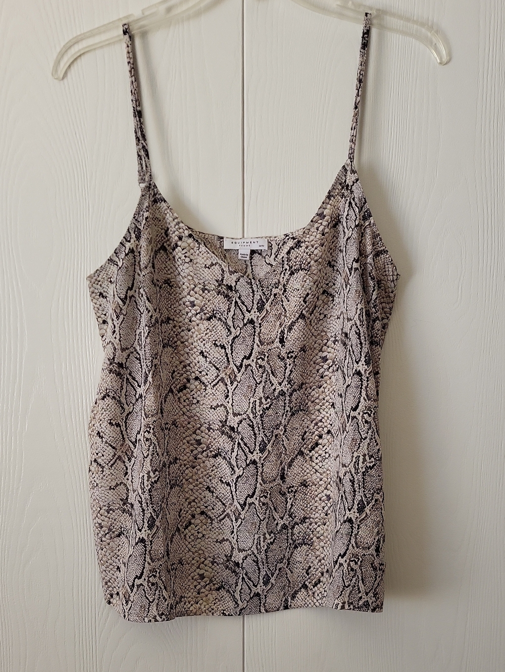 Equipment Beige Snake-Print Silk Cami with Adjustable Straps